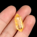 Polished golden citrine double point hexagonal crystal column pendant for jewelry making - Citrine