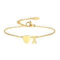 Gold-plated stainless steel heart bracelet with letter X charm and K18 hallmark - Letter X