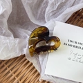 Tortoiseshell heart hair claw clip in amber resin finish on white decorative paper - Approx. 4cm*3cm / 3# Shiny Yellow