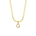 18K gold plated flat snake chain necklace with pearl letter G pendant for women - Style G