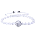 Bracelet tissé blanc fait main avec perle turquoise de 12mm et breloques réglables - Bracelet Howlite Blanche