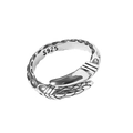 Silver punk dragon claw open ring in S925 sterling silver with adjustable scale design - Snake Dragon Scales Style (12)