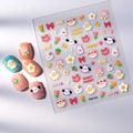 Autocollants 3D pour ongles avec lapins et ours mignons aux couleurs macaron doux - Style Lapin et Ours Dessin Animé (FEB-704)