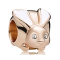 Eleganter roségoldener Hasen-Charm mit weißen Emaille-Ohren und funkelnden Zirkonia - Normale Spezifikation / Hase mit weißen Ohren (39)