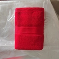Red bamboo fiber wedding towel with elegant wave pattern texture on flat packaging - Bamboo Wide Satin Red / 35*75cm