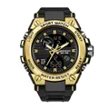 Rugged black and gold dual-display sports watch with durable silicone strap and waterproof case - 739 Black Gold Men's