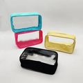 Trousse de toilette en PVC transparent imperméable avec lettres brodées multicouleurs - Multicolore