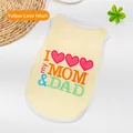 Gilet mignon en coton jaune pour animaux avec imprimé I Love Mom and Dad pour chiens - S / Coeur Jaune