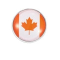 Round silver metal brooch featuring Canada national flag with red maple leaf motif - Canada Round Style (C2636-7)