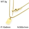 Gold stainless steel square pendant necklace featuring letter N with adjustable chain - Gold Letter N Style (KN293706-Z)