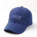 Detail of royal blue baseball cap with 3D Sport embroidery and textured fabric - Adjustable / Blue