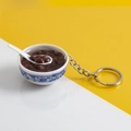Creative PVC mini blue porcelain bowl keychain with realistic red bean soup design - No.10 Red Bean Soup (Model)