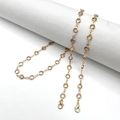Fashionable golden glasses chain with champagne pink round crystals and lobster clasps - 70cm / 10 Bezel Glass Champagne