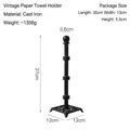 Nordic vintage black cast iron paper towel holder with crown detail and floral base - Square Base Vintage