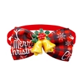 Christmas buffalo plaid pet bow tie with golden bells for small dogs and cats - BT284-8/Bells - Red & Black Plaid