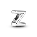 Polished silver alphabet Z bead charm for DIY bracelets and jewelry making - Letter Z