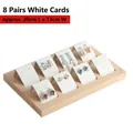 Bamboo earring display tray with 8 white slots for jewelry organization, 20x13cm size - 8 Slots - White PU