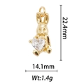 Detailed macro view showing the 18k gold plated rabbit pendant dimensions and heart zircon - Rabbit Holding Heart