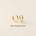Minimalist 18K gold S925 sterling silver hoop earrings with 6mm inner diameter - 925 Silver / 6mm Gold