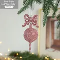 Pink glitter lollipop Christmas ornament with bow decoration for tree hanging - Bowknot Style
