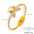 Gold plated titanium steel butterfly bracelet with sparkling Czech diamond butterfly motif - Z167 - Gold Bracelet
