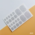 Silver glitter toe nail stickers set in variety of sizes on two-tone background - J010 Silver Glitter