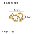 18k gold plated stainless steel open ring with irregular wave design for women - Irregular Wave Flow Style (NB-R2023269) / Gold