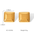 Dimensiones detalladas y peso de los pendientes cuadrados de acero inoxidable dorado - Pendientes de Botón Cuadrados Minimalistas (HC-E10354)