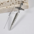 Dimensioni dettagliate dell'orecchino a spada argento antico con gemma nera e perno 16G - Spada a Croce / 16G(1.2mm)x6mm