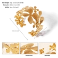 Adjustable golden stainless steel cuff bracelet with 18K plating and floral hollow pattern - 3D Floral Style (BS-J5552G)