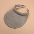 Straw open top sun hat in natural beige with adjustable velcro closure for women - 56-60cm / Off White