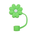3D flower shape 10mm straw cover in green silicone with dustproof plug accessory - Green