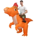 Funny orange inflatable dinosaur rider costume for Halloween parties and themed events - Cycling Single Crown Dragon / One Size