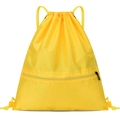 Bright yellow drawstring gym backpack with front zipper pocket and honeycomb ripstop fabric - Small (Daily) / Yellow