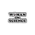 Woman in Science enamel brooch with atom symbol in black and white finish - Woman in Science (XZ3400)