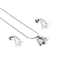 Set gioielli minimalista in acciaio inossidabile argento con collana e orecchini albero di Natale - Design Albero di Natale (KS128898-KFC)