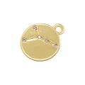 Golden Cancer zodiac coin pendant with sparkling cubic zirconia on a white background - Gold Cancer