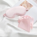 Pink faux silk sleep mask set including eye cover and matching drawstring storage pouch - Pink
