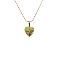 Goldene Herzkette mit grünem Emaille-Regenbogen-Anhänger an einer Schlangenkette - Hellgrünes Emaille-Herz + 50CM Schlangenkette