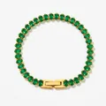 Franse vintage roestvrijstalen tennisarmband met groene ovale zirkoon in gouden afwerking - Groene Zirconia Stijl (SBK085)