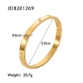 Polished gold-plated stainless steel cuff bracelet with diagonal zircon inlay accents - Gold Cuff with Small Round Zirconia