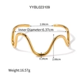 Minimalist golden wave open bangle with 6.37cm diameter and polished mirror finish - Gold Wave Style (YYBL023109)