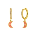 S925 Silber Nadel Rosa Mondsichel Ohrringe mit Gold-Finish und funkelnden Zirkonen - Orange