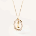 Collana con pendente lettera Z dorata e cristalli incastonati in cornice ovale - Lettera Z