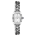 IBSO tonneau-shaped women's quartz watch with silver chain bracelet and Roman numerals - Silver