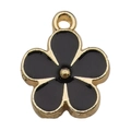 DIY black gold five-petal flower enamel charm pendant for jewelry making with metal loop - Five-Petal Flower 14x17mm