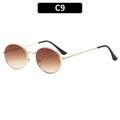 Vintage oval metal sunglasses with gold frame and brown gradient lenses for sun protection - Gold Frame Gradient Tea Lens