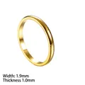 Anello minimalista in acciaio inox oro 18K con larghezza 1,9mm e spessore 1,0mm - US 10 / Versione Stretta Oro