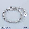 18k gold plated chunky rolo chain bracelet featuring a round letter J initial pendant - Silver - Letter J (KB186399-Z)