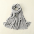 Light gray cotton linen scarf with fine fringe trim and soft texture for spring - 100*195CM / Light Gray